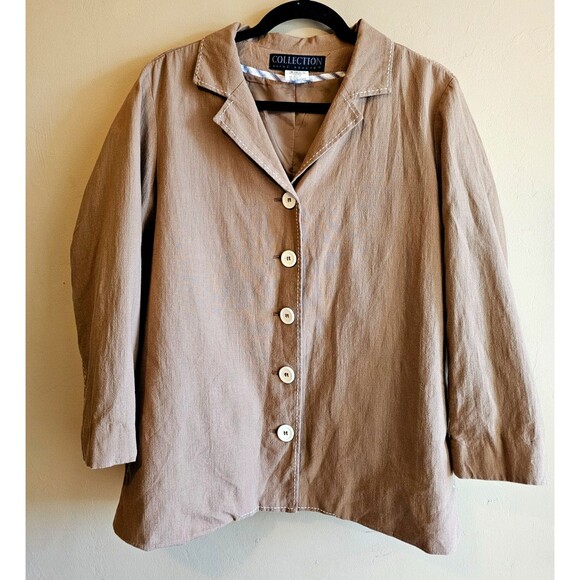 Vintage Harve Bernard Blaser, neutral, lined, linen blend, size 10 - Picture 1 of 4